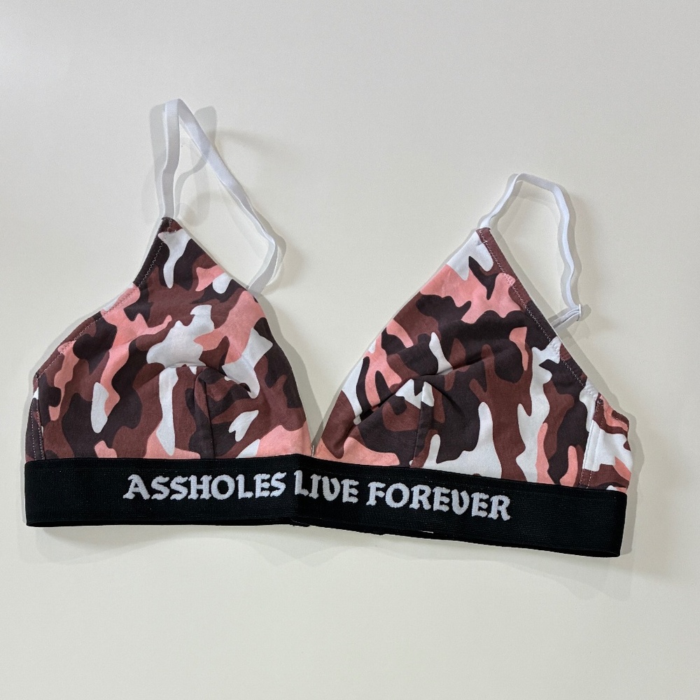 Assholes Live Forever Pink Camouflage Bralette